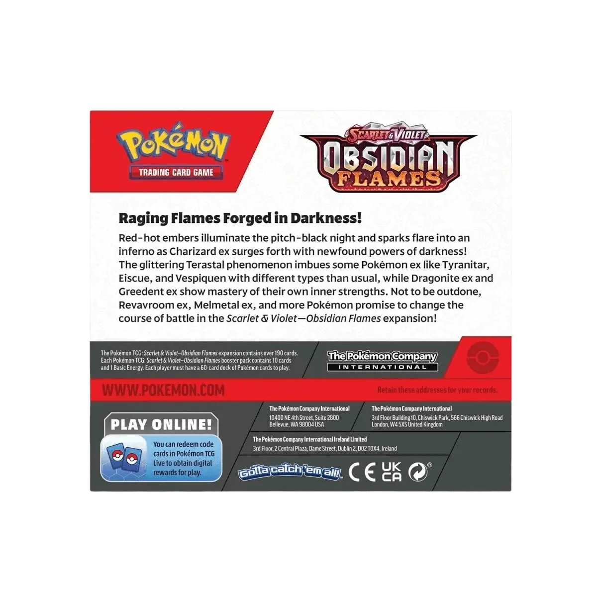 Pokemon TCG - Scarlet & Violet - Obsidian Flames - Display Case (6x Booster Boxes)